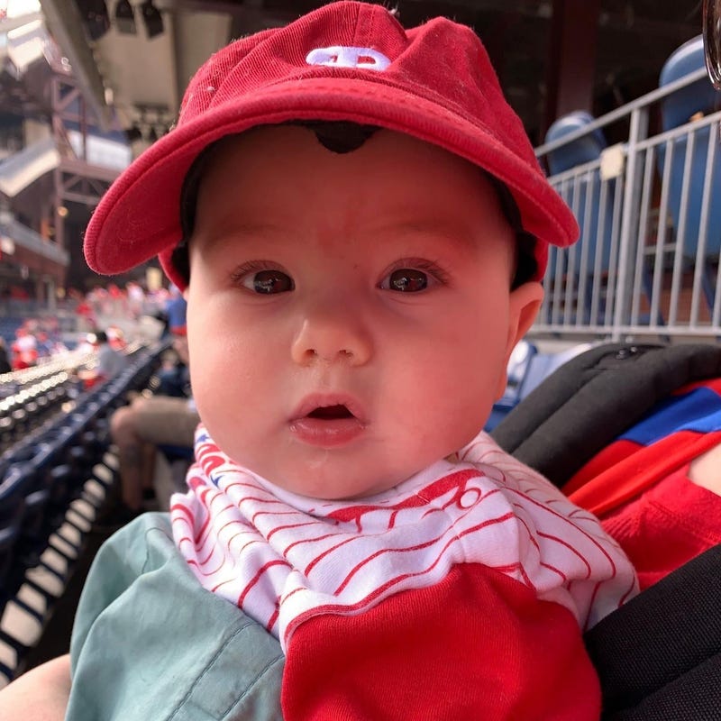 Robbie, the smallest of the five generations of Swanson family sports fans.