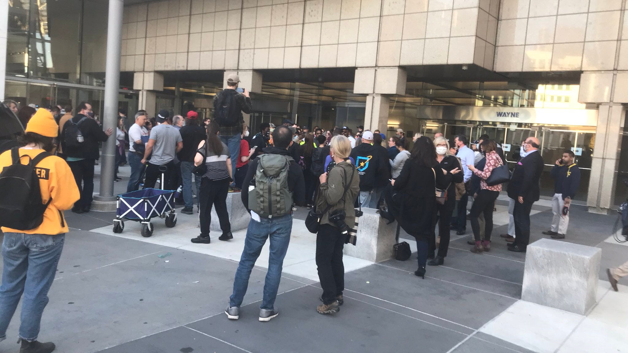 Protesters try to get into TCF Center in Detroit to stop the ballot count
