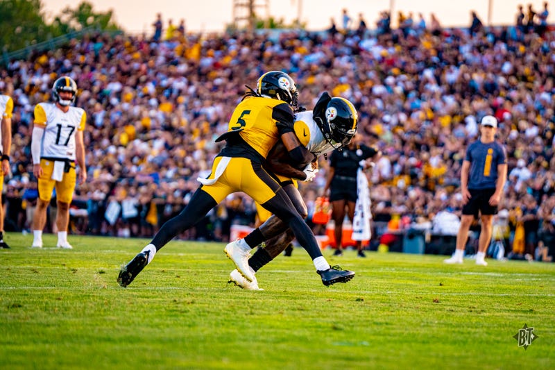 Jalen Ramsey making a tackle during night practice
