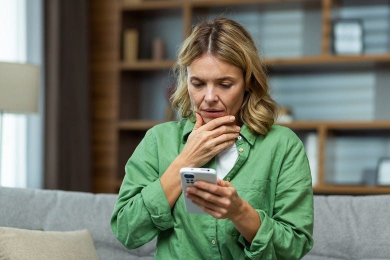 Woman receiving a text