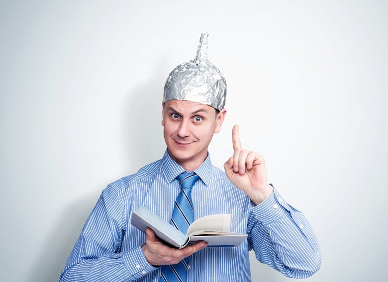 Man wearing tin foil hat