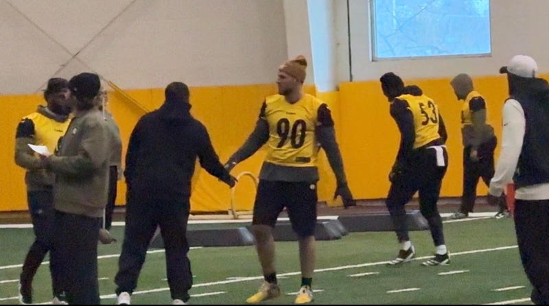 TJ Watt at practice inside
