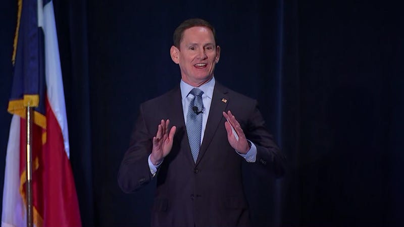 Dallas County Judge Clay Jenkins (D) speaks at the state of the county address on Aug. 30, 2022.