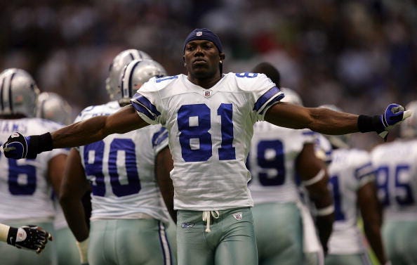 Terrell Owens before a Cowboys game. 