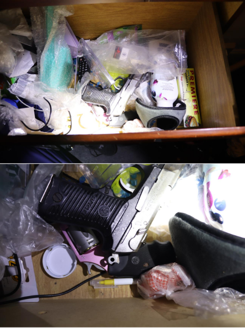 According to the district attorney, Jada Williams was caught with two guns, a bag of ammunition and 1,100 bags of fentanyl that normally sell for $5 to $10 each.