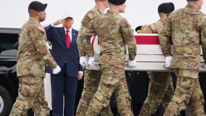 Trump salutes soldiers