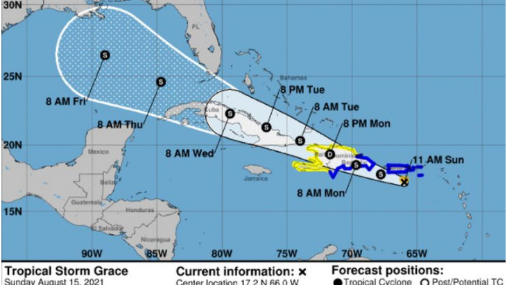 Grace continues westward progression