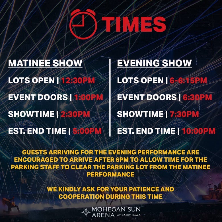 TSO graphic/times of shows