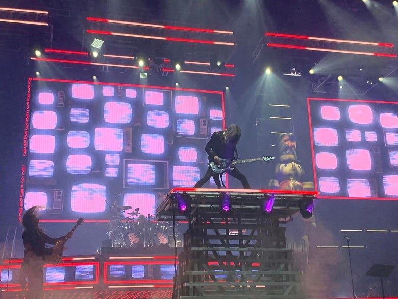 Guitar solo on raised platform