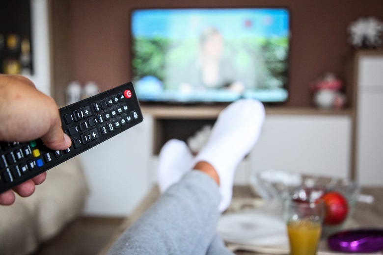 woman watching TV
