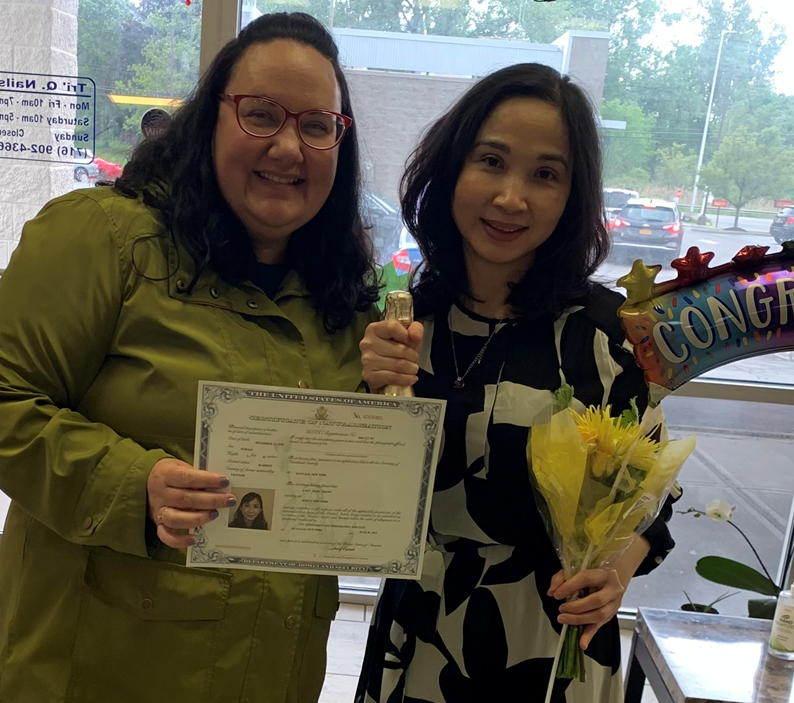 Tara Schafer (left) and one of her students at Literacy Buffalo Niagara