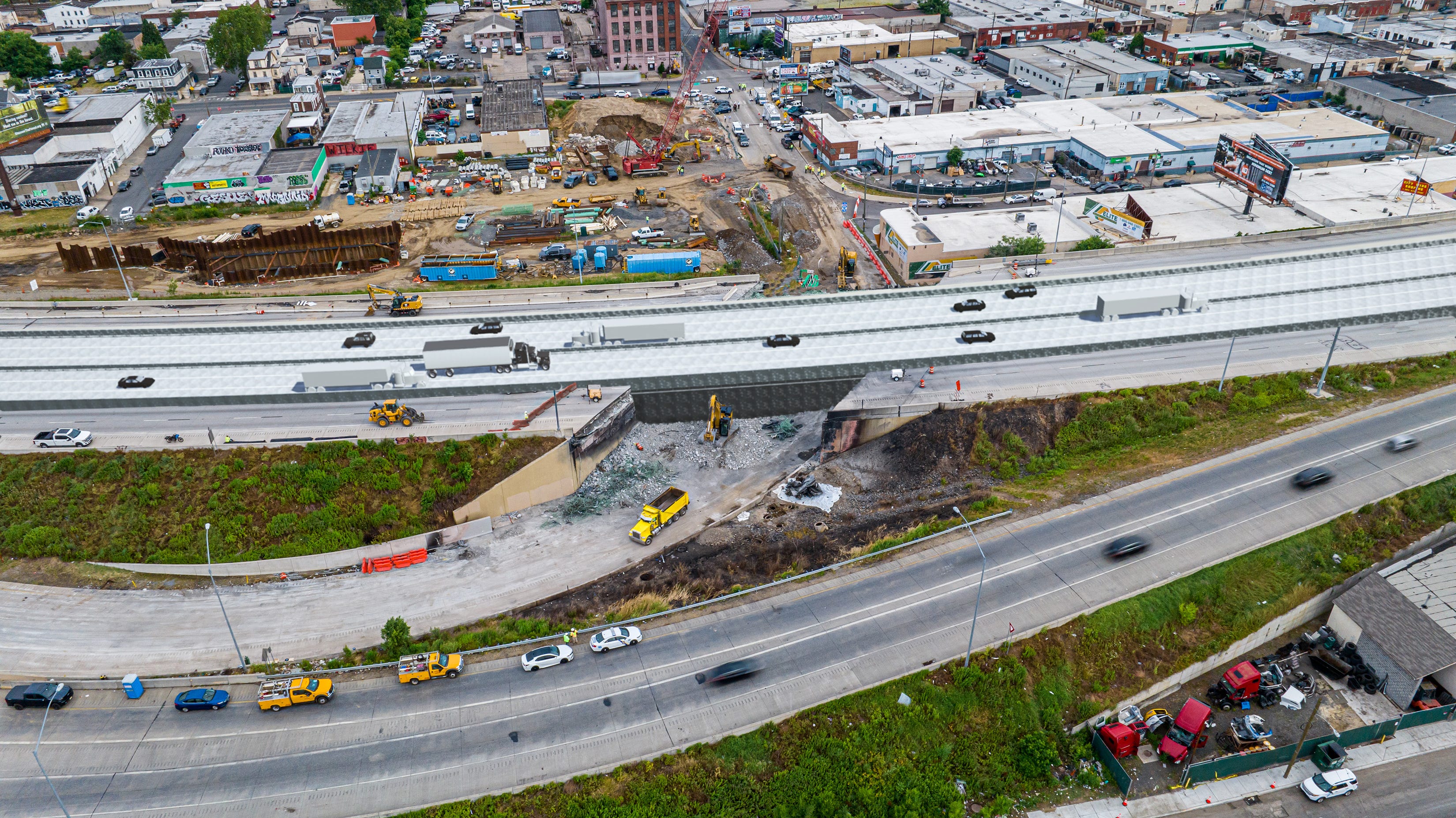 With I-95 collapse site demolition done, work on temporary roadway begins