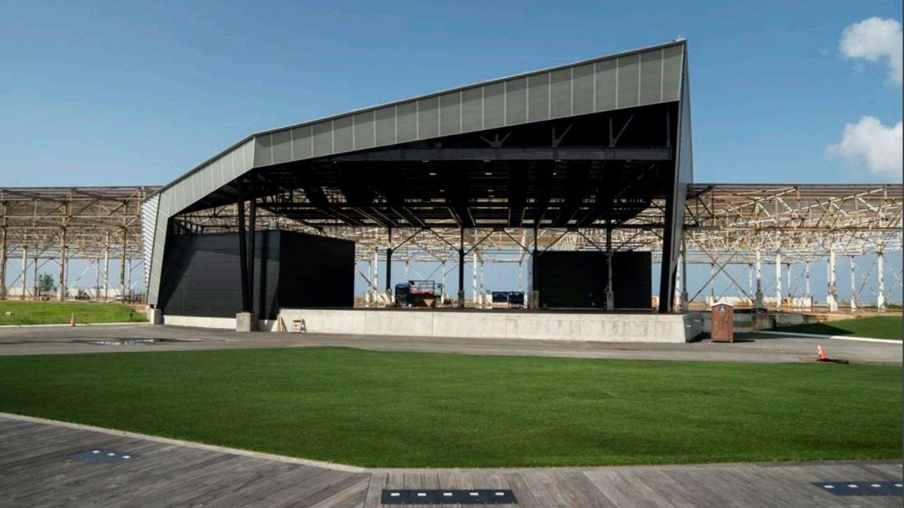 Almost showtime for Terminal B amphitheater at Outer Harbor