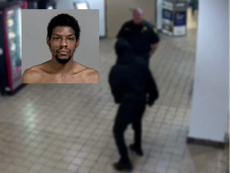 Mugshot of Terry Key over image of him fighting deputy