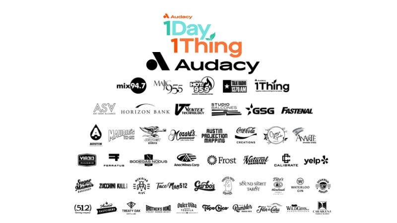 The Surreal Garden 2023 sponsors / 1Day1Thing Audacy ATX