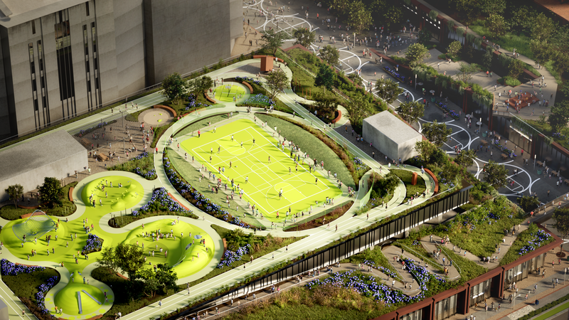 greenspace, parks rendering of United Center's 1901 Project