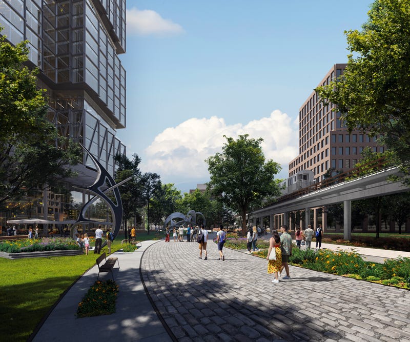 rendering of plaza for United Center's 1901 Project
