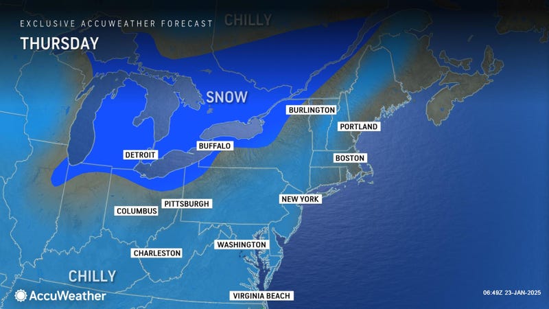 Thursday snow map