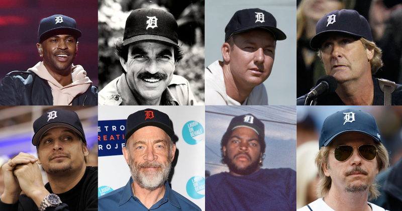 Compilation of celebrities wearing a Detroit Tigers hat