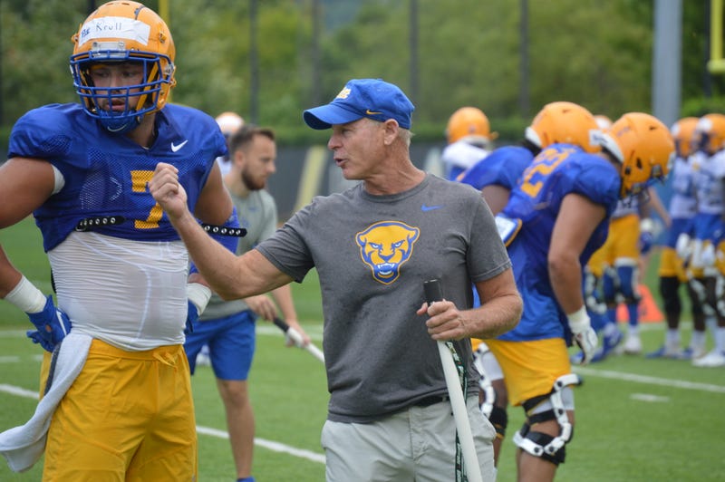 Pitt tight ends coach Tim Salem in practice