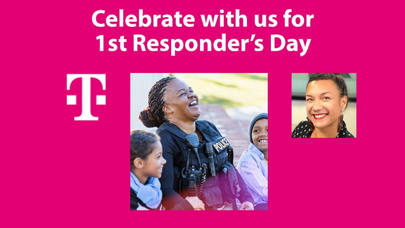 first repsonder's photo, Linda Cassidy's photo and TMobile logo