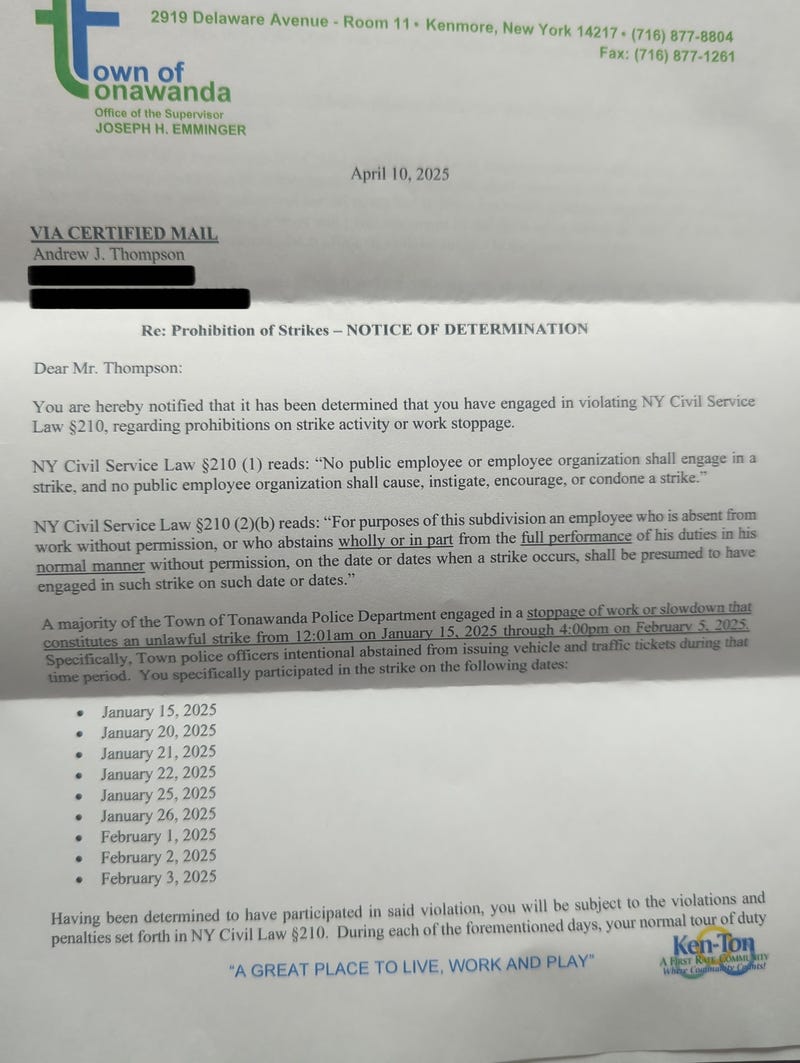 Tonawanda officers fined