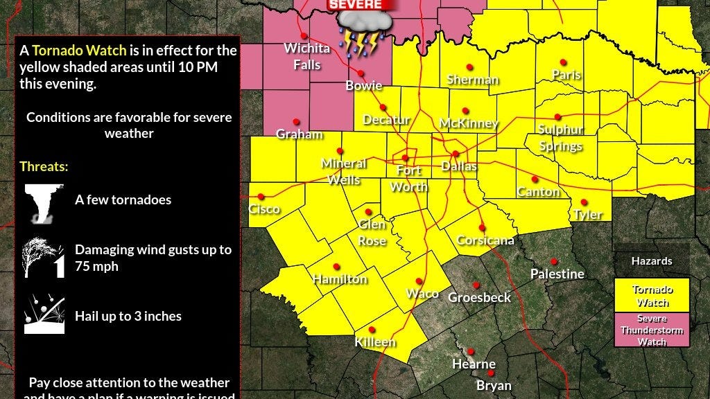 Live Radar: Severe Thunderstorms expected across North Texas thru 10 pm Thursday