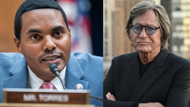 Rep. Ritchie Torres questions Federal Reserve Chairman Jerome Powell on June 21, 2023. // Mohamed Hadid poses for a photo during an exclusive interview in New York on Nov. 25, 2023.