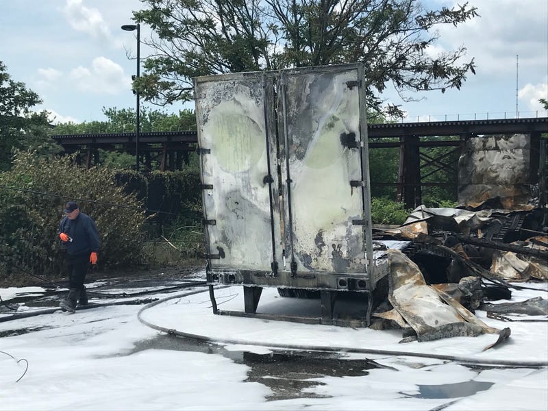 Aftermath of tractor trailer fire in Lawrenceville