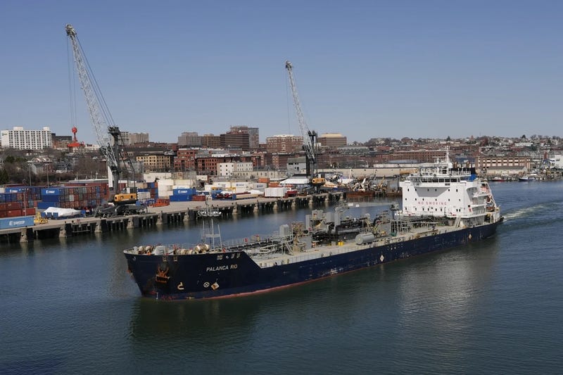 The oil tanker Palanca Rio arrives in Portland, Maine, Wednesday, April 2, 2025, after a two-day voyage from St. John, New Brunswick, Canada