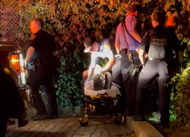 Train accident victim receiving treatment