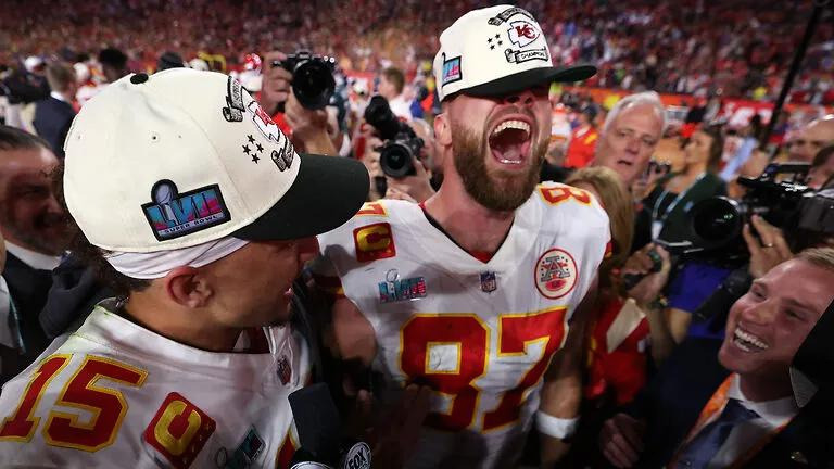 Super Bowl LVII victors Patrick Mahomes and Travis Kelce