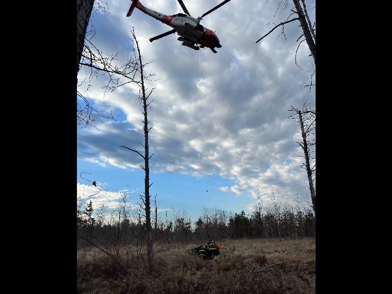 Helicopter rescues man after falling from tree stand
