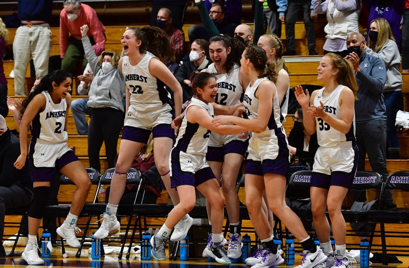 Amherst bench celebrating