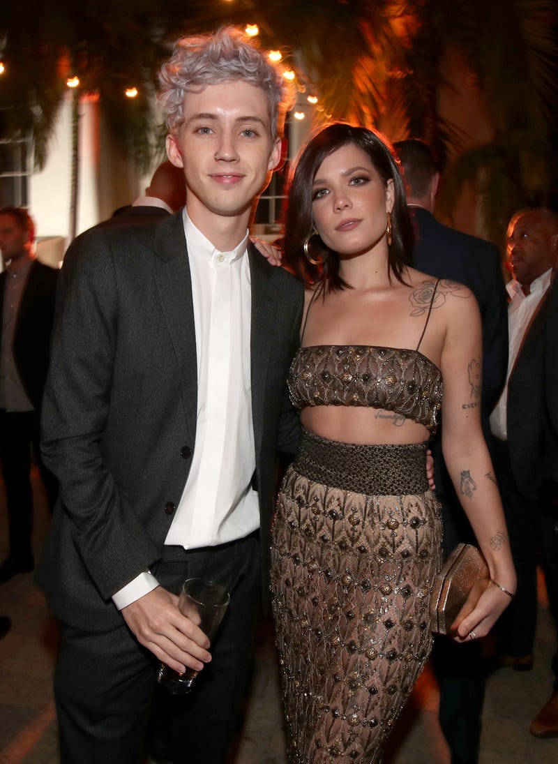 Troye Sivan (L) and Halsey attend Secret Genius Awards hosted by Lizzo at Vibiana on November 1, 2017 in Los Angeles, California.