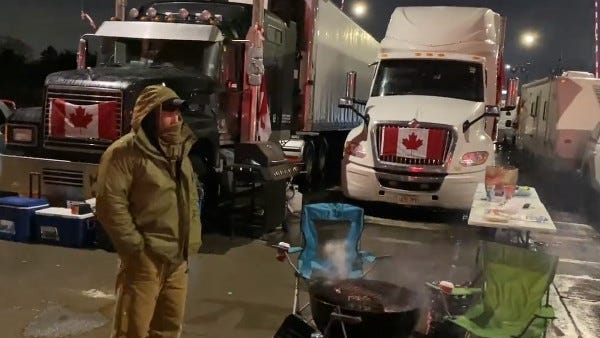 “We want to be free Canadians." Protests have forced the Ambassador Bridge to close in both directions