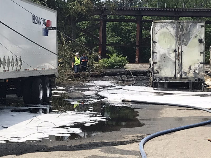 Aftermath of tractor trailer fire in Lawrenceville
