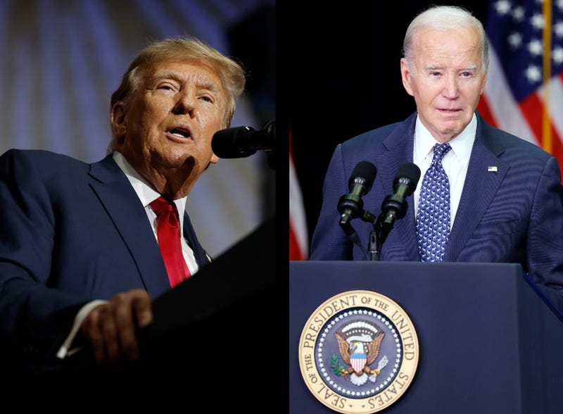 Donald Trump, left, and Joe Biden