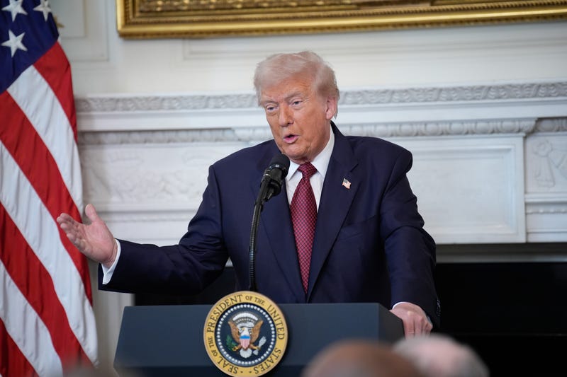 US President Donald Trump delivers remarks at the breakfast with republican senators in the State Dining Room at the White House in Washington on November 5, 2025. 