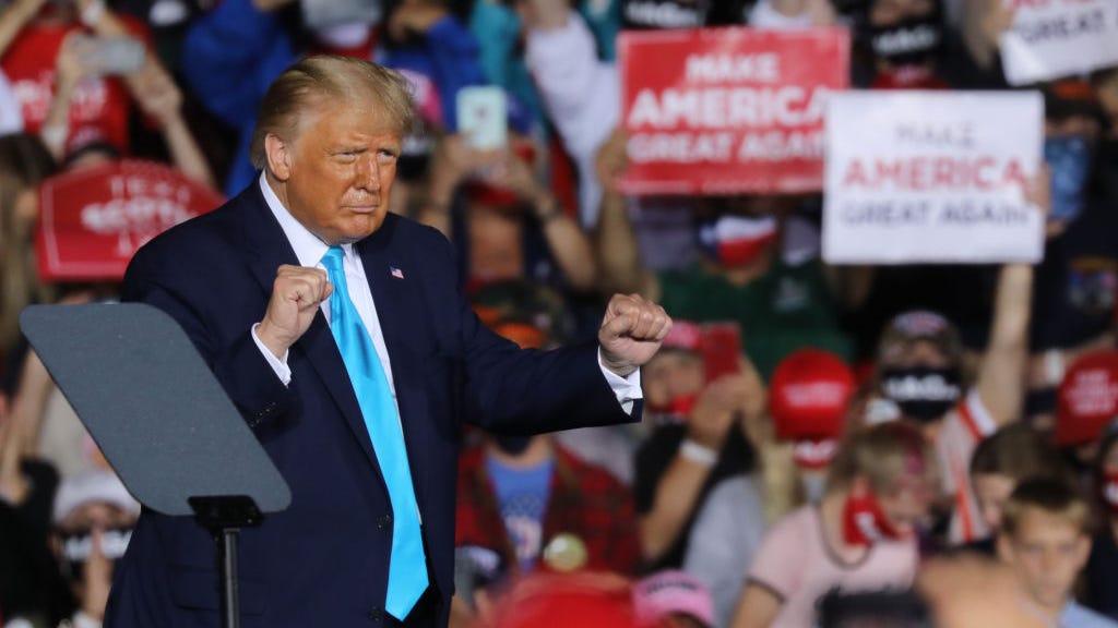 Trump tells crowd of supporters that Californians are forced to wear 'special mask' that cannot be removed