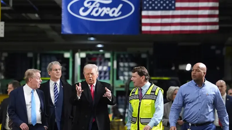 Trump visits Ford Dearborn truck plant, aiming to promote his efforts to boost manufacturing