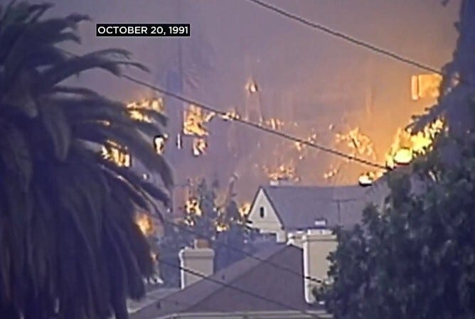 Archive footage of the Tunnel Fire.