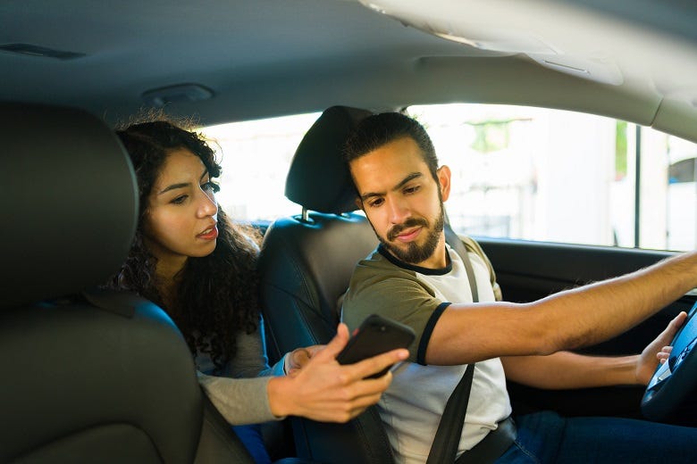 Uber driver and passenger