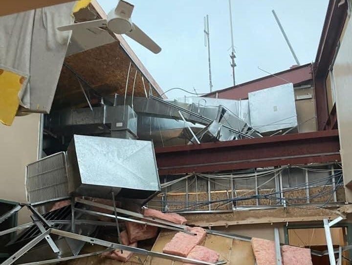 The police station in the Upper Dublin Township building following the tornado that struck the area.