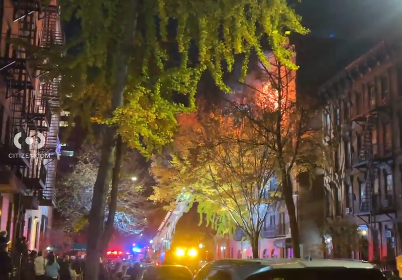 Flames and smoke were seen shooting out of 526 East 82nd St. on Monday night