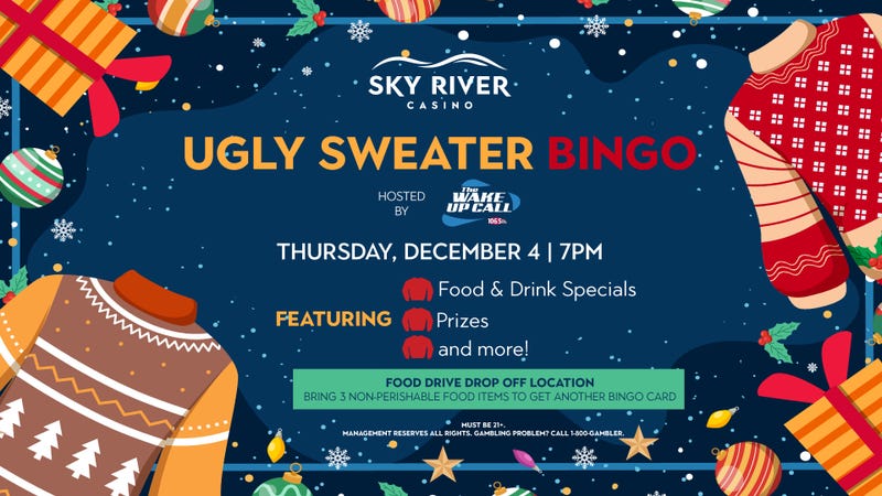 Join 106.5 The End at 32 Brews for Ugly Sweater Bar Bingo.