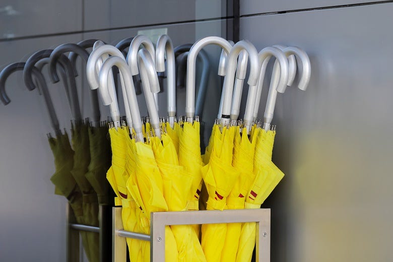Umbrellas in rack 