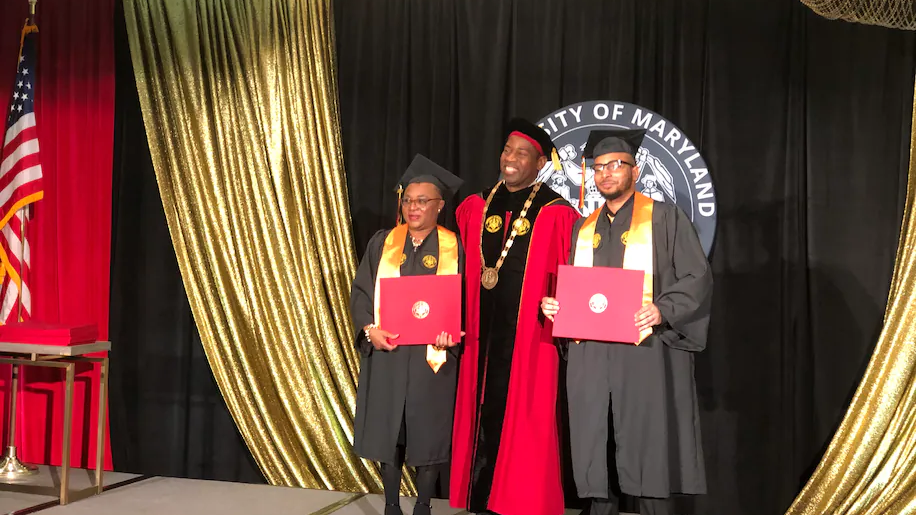 Mother and son keep a nearly two-decade promise by graduating from UMGC together