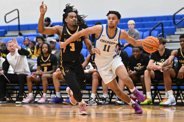 University of New Haven Chargers men's basketball in action. UNH Athletics is moving up to NCAA D-I.