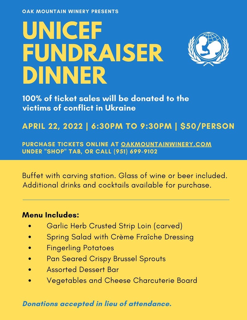 Unicef dinner fundraiser flyer
